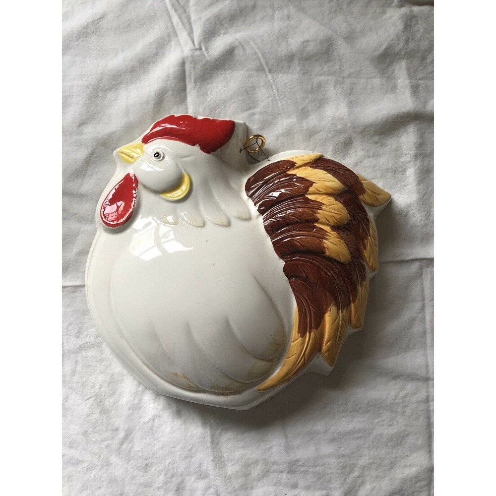 ROOSTER Chicken Hen 10”x9.5” Wall Plaque Mold Taste setter JAPAN MCM Ceramic VTG